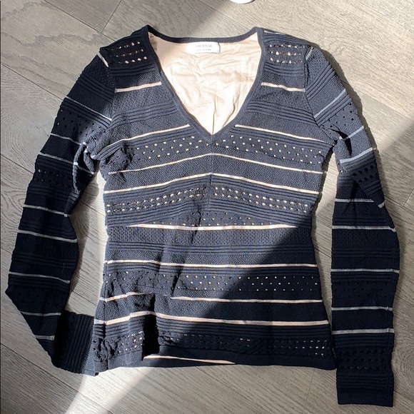 Black knit embroidered textured top - Picture 1 of 5